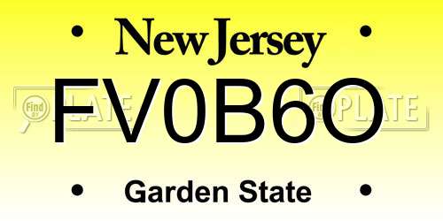 FV0B6O New Jersey License Plate