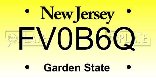 FV0B6Q New Jersey License Plate