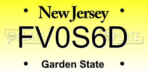 FV0S6D New Jersey License Plate