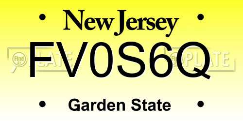 FV0S6Q New Jersey License Plate