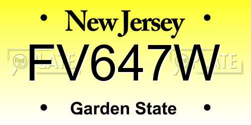 FV647W New Jersey License Plate