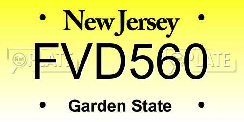 FVD560 New Jersey License Plate