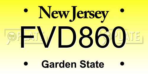 FVD860 New Jersey License Plate