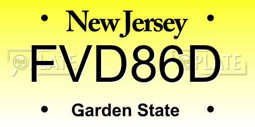 FVD86D New Jersey License Plate