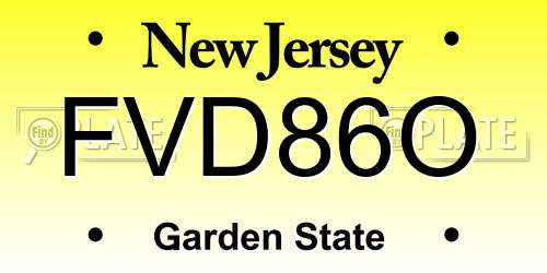FVD86O New Jersey License Plate