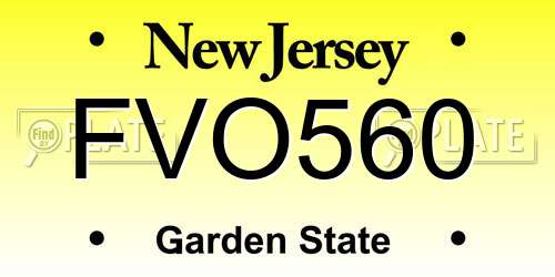 FVO560 New Jersey License Plate