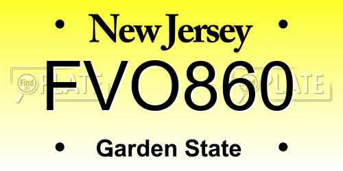 FVO860 New Jersey License Plate