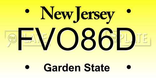 FVO86D New Jersey License Plate