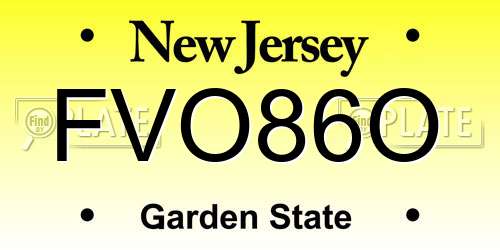 FVO86O New Jersey License Plate