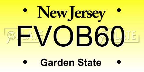 FVOB60 New Jersey License Plate