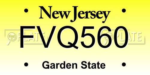 FVQ560 New Jersey License Plate