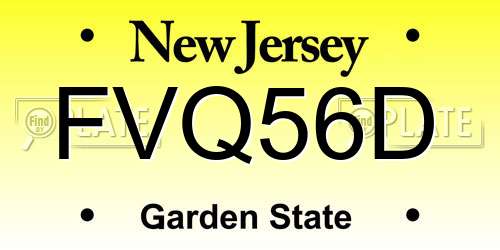 FVQ56D New Jersey License Plate