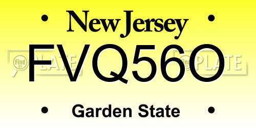 FVQ56O New Jersey License Plate