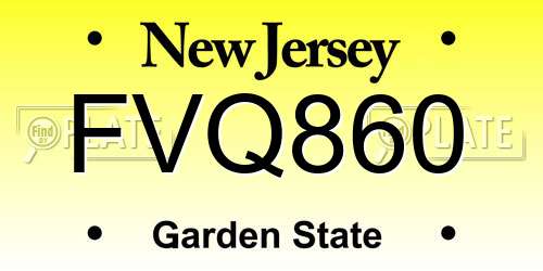 FVQ860 New Jersey License Plate