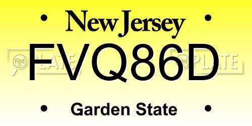 FVQ86D New Jersey License Plate