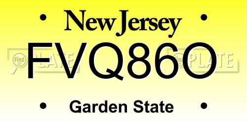 FVQ86O New Jersey License Plate