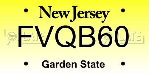 FVQB60 New Jersey License Plate