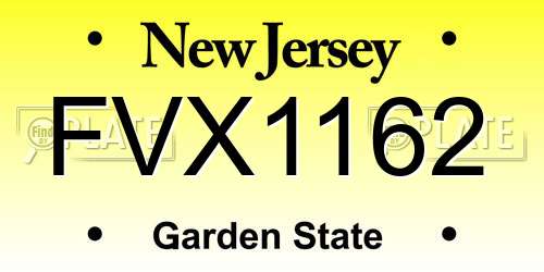 FVX1162 New Jersey License Plate