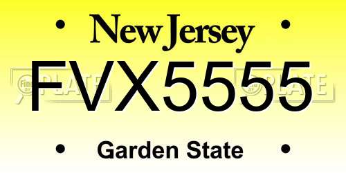 FVX5555 New Jersey License Plate