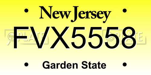 FVX5558 New Jersey License Plate