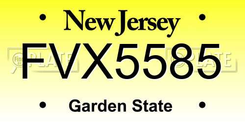 FVX5585 New Jersey License Plate