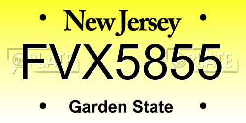 FVX5855 New Jersey License Plate