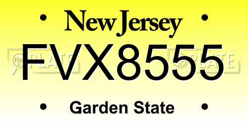 FVX8555 New Jersey License Plate