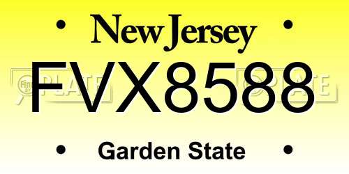 FVX8588 New Jersey License Plate