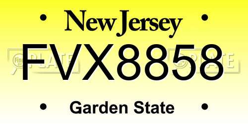 FVX8858 New Jersey License Plate