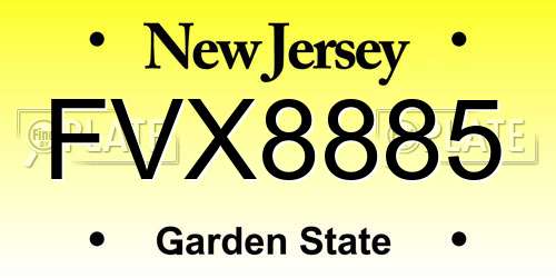 FVX8885 New Jersey License Plate