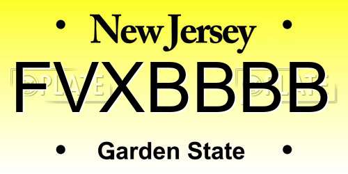 FVXBBBB New Jersey License Plate