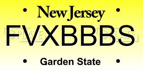 FVXBBBS New Jersey License Plate