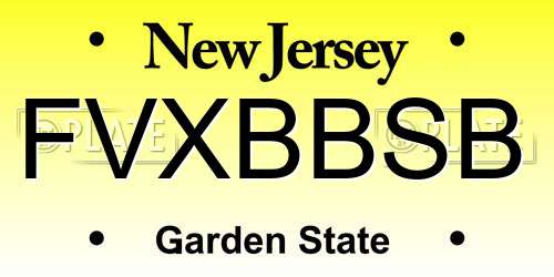 FVXBBSB New Jersey License Plate