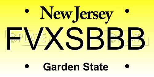 FVXSBBB New Jersey License Plate