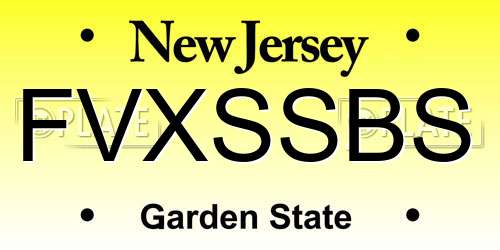 FVXSSBS New Jersey License Plate