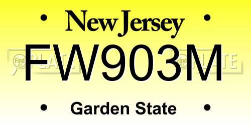 FW903M New Jersey License Plate