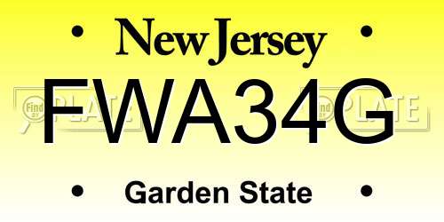 FWA34G New Jersey License Plate