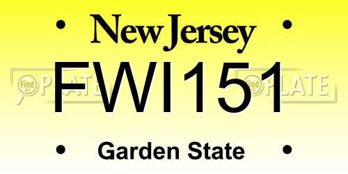 FWI151 New Jersey License Plate