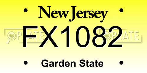 FX1082 New Jersey License Plate