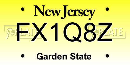 FX1Q8Z New Jersey License Plate