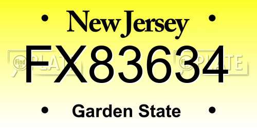 FX83634 New Jersey License Plate