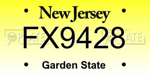 FX9428 New Jersey License Plate