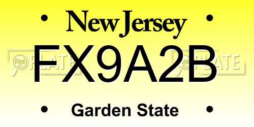 FX9A2B New Jersey License Plate