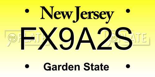FX9A2S New Jersey License Plate