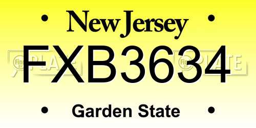 FXB3634 New Jersey License Plate