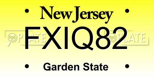 FXIQ82 New Jersey License Plate
