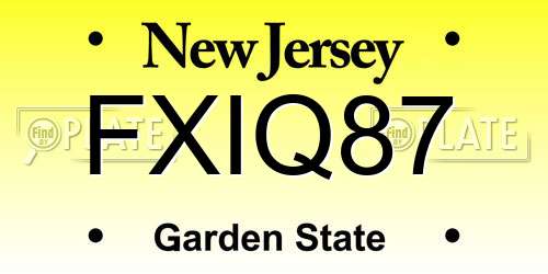 FXIQ87 New Jersey License Plate