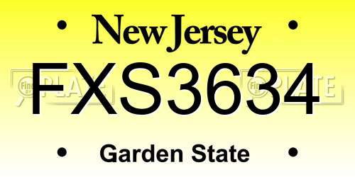 FXS3634 New Jersey License Plate