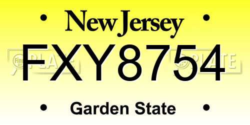 FXY8754 New Jersey License Plate