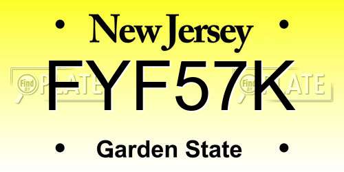 FYF57K New Jersey License Plate